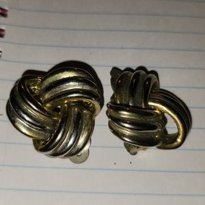Vintage Silver/Gold Metal Earrings - Clip Ons